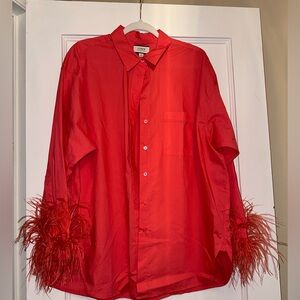 J. Crew button down with feather sleeves